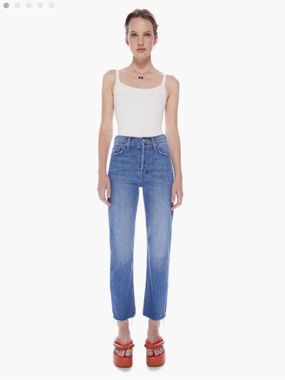 Mother The Tomcat Ankle Fray Watch Me crop Straight Jeans Dark Blue 31
